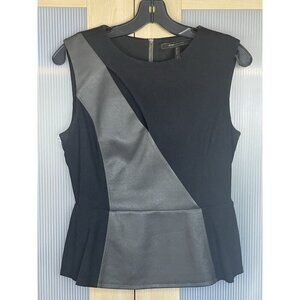 BCBG MAX AZRIA Brita Faux Leather Top Cut Out Peplum Sz S Goth Party